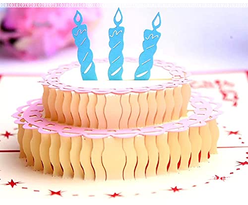 KUNSTIFY Tarjeta de felicitación 3D desplegable, regalos para novias, novios, hombres, mujeres, padres, madres, cumpleaños, tartas, caja de regalo, regalo de cumpleaños (tarta de cumpleaños)