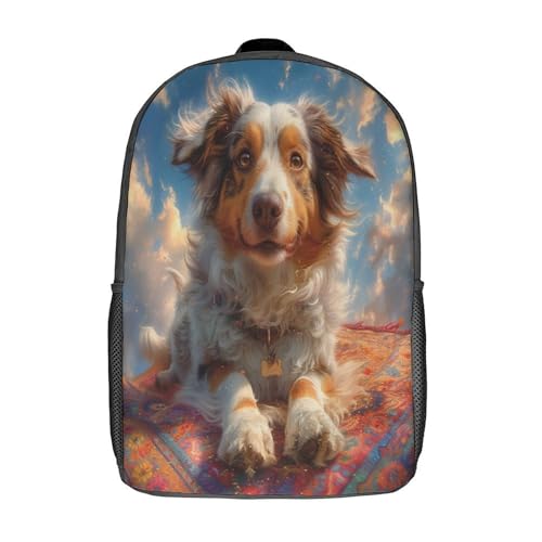 Cartable scolaire garçon et fille motif Berger Australien 3D de 17 pouces