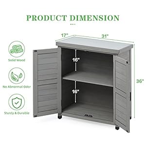 Outdoor Potting Bench with Storage Cabinet and Metal Top, Wood Workstation for Outdoor Patio, Garden (Dark Grey, 31x17x36‘’) Outdoor Potting Bench with Storage Cabinet and Metal Top Wood Workstation for Outdoor Patio Garden Dark Grey 31x17x36