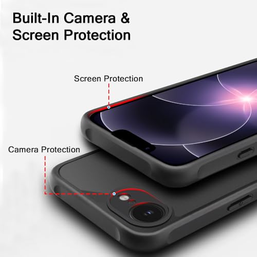 Image of TheGiftKart Hybrid Matte Frosted Translucent Back Cover Case for iPhone 16e / iPhone 17e | Shockproof Design | Camera Protection Module | Hard Back Cover Case (PC & TPU, Frost Black)