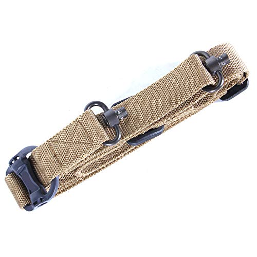 Gexgune Ms4 Airsoft Hunting Tactical Rifle Gun Sling Strap Quick Detach Qd Swivel Dual Two2Points Gun Sling Shooting Outdoor Accessories（Khaki） #TOP7