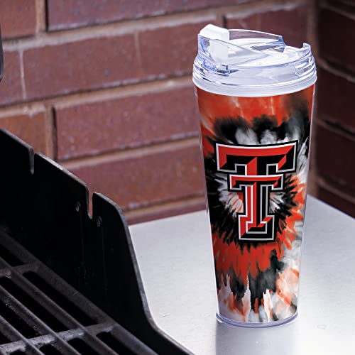 Image of Rico Industries NCAA Glitter 24oz Acrylic Glitter Tumbler with Hinged Lid, Officially Licensed Double Wall Tumbler with Straw