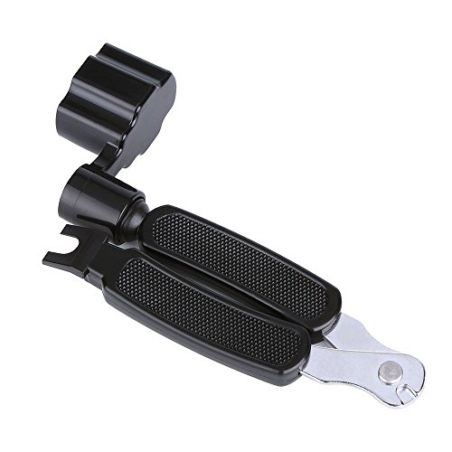 CLOUDMUSIC 3 In 1 Bridge Pin Puller String Cutter String Peg Winder For Guitar Ukulele Stringed Instruments (Black)