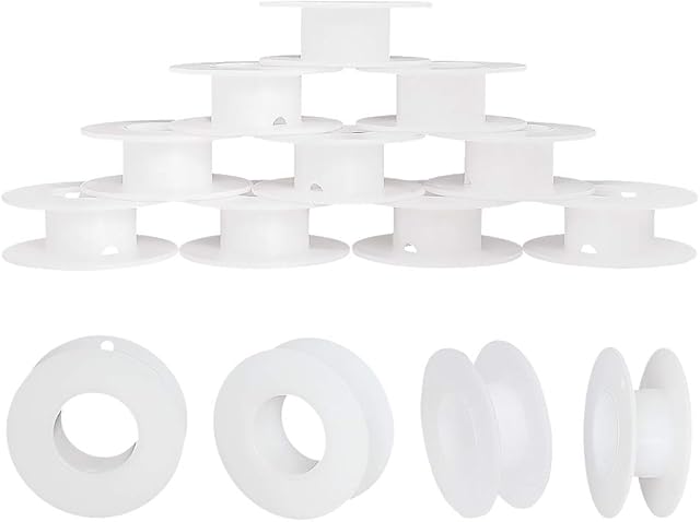 PH PandaHall 20mm White Empty Bobbin Spools, 20pcs Plastic Spool Thread String Bobbin Crafts Thread Cord Small Wire Spools for Knitting Braiding Macrame Beading Crochet Kumihimo Jewellery