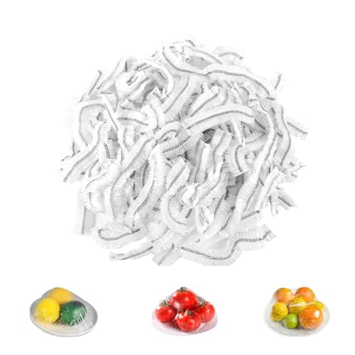 Lot de 100 pochettes de protection alimentaire réutilisables en plastique transparent avec élastique pour le stockage des aliments