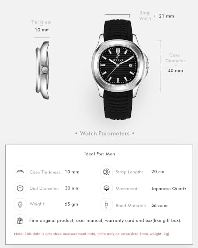 Image of Sylvi Urbanic Men's Analog Watch with Date Display, Silicone Strap, Water Resistant