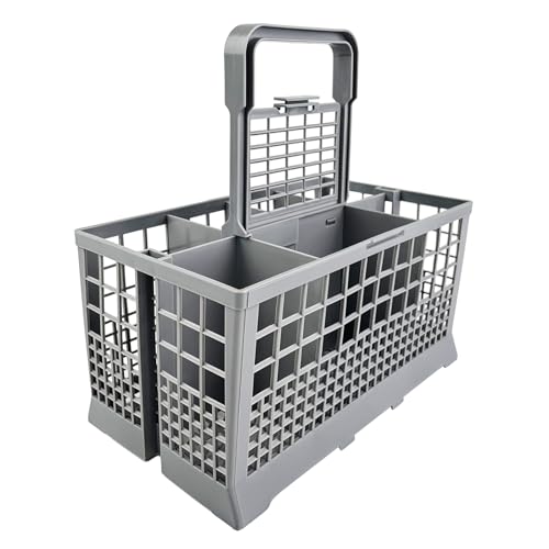 CHALVIOR Cesta universal cubiertos para lavavajillas, Cesta cubiertos lavaplatos, 23.7 * 13.5 * 23.5cm, Asa desmontable, Apto para todos los modelos de lavavajillas, resistente al calor y duradero.