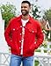 Bindefon Denim Jackets for Men Trucker Jean Jacket Unlined Coats Spring Fall Outfits(Red,S)