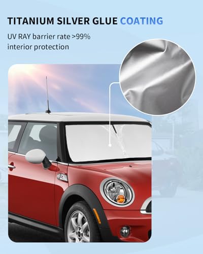 Sun Shade for Mini Cooper Windshield Sunshade fit for 2015-2023 2024 2025 BMW Mini Cooper F55 Accessories Front Window Shield Sun Visor Protector Block UV Ray Heat