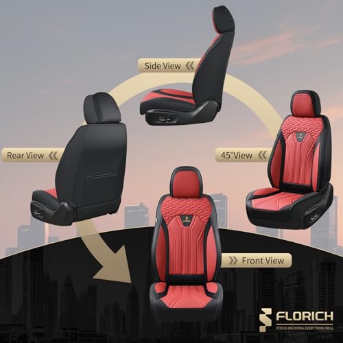 Image of FLORICH Seat Covers for Cars, Waterproof Automotive Seat Covers, Leather Car Seat Covers 2 Pack, Universal Front Seat Cushion Protector for Most Cars Trucks SUV-Black&Burgundy