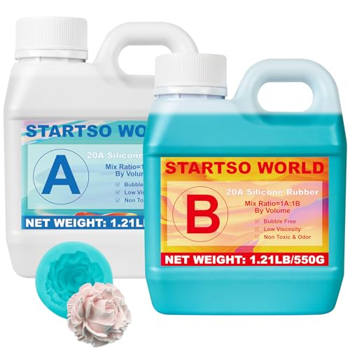 Silicona para moldes 20A, 1L Goma de Silicona Líquida Verde jade, Curación Rápida, No Tóxico, Ideal para Fundir Resinas, Moldear, Cera, Yeso