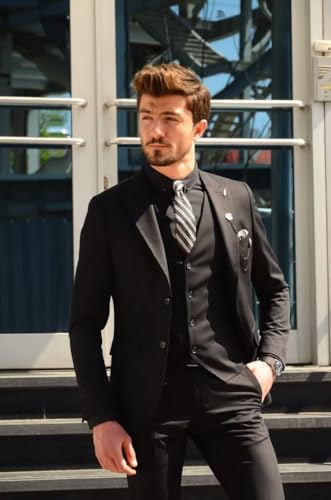 Mens Suit 3 Piece Slim Fit Suit for Men Groom Wedding Suit Prom Tuxedo for Men Jacket Vest Pants Set 6