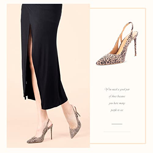Yumlon Women's Leopard High Heels Pointed Closed Toe Pump Dress Shoes Stiletto Heels For Women 4.5 Inch Sexy Comfort Plus Heels For Evening Wedding Party #TOP1