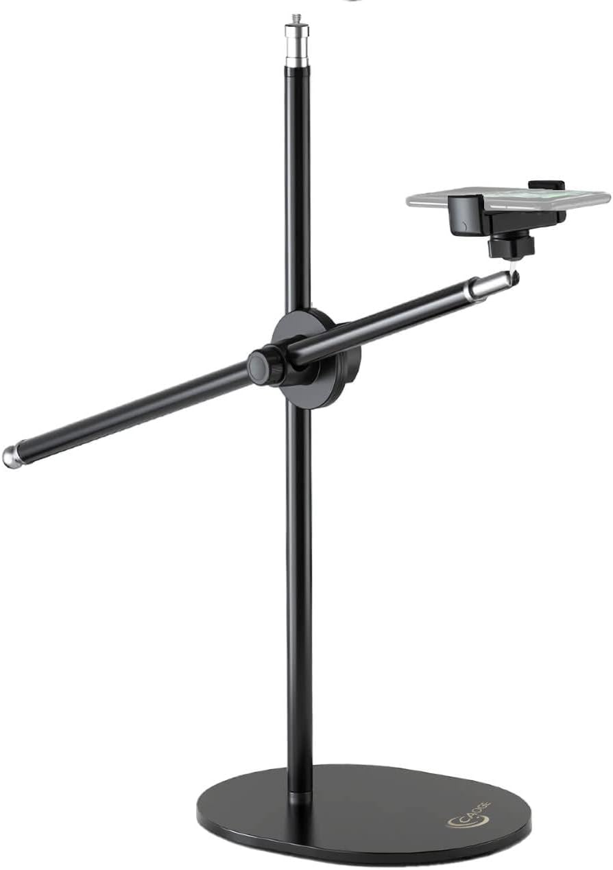 Overhead Phone Stand, Live Stand, Adjustable Tabletop Phone Mount, Phone Holder Mount 360° Rotation, Long Arm Bracket for Filming, Tiktok, Crafting, Baking, Drawings, Cooking and Recording