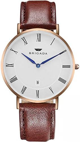 BRIGADA Men's Watches Classic Rose Gold Business Casual Wrist Watch for Men Quartz Waterproof