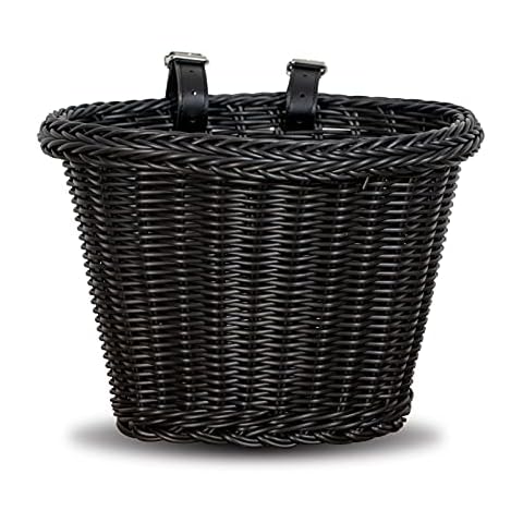 EIRONA Bicycle Basket for 12, 14, 16, 18, 20 Inch Bicycle, Front Handlebar Storage Basket for Girls and Boys, Water-Repellent Children's Bicycle Basket, Bicycle Accessories, Black Cover