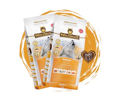 Wolfsblut Vetline Hundefutter - Skin & Coat, 2x12kg - Sparbundel, Sparpaket - inklusive Warnicks Tierfutterservice Hundesnack Goodie