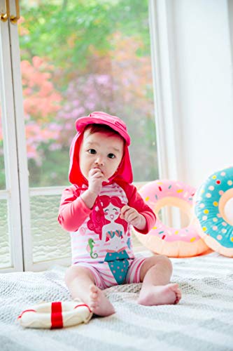 Image of VAENAIT BABY Girls One-Piece Swimsuit, UPF 50+ Long Sleeve Rash Guard, Ruffle Swimwear Infant & Toddler for 0-2 Years