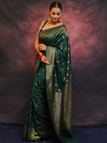Image of Sugathari Women's Banarasi Saree Pure Kanjivaram Silk Saree Soft new ladies 2025 Design Wear Pattu Sarees Sadi Party Sari collections With Blouse Piece (San Pari-223)