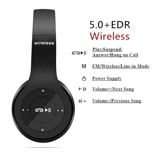 Image of Premium Cushioned Over-Ear Bluetooth Wireless Headphones with Mic | Deep Bass, TF Card, Soft Earcups | Perfect for Mobile, PC, Laptop & Music Lovers Black