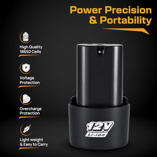 Image of Tomahawk TBA-1500 12V 1.5Ah Lithium-Ion Rechargeable Battery for Cordless Power Tools | Spare Battery for 12V Drill, Screwdriver & Power Tools | 3 x 18650 Cells with BMS Protection | 18Wh, 12 Volt