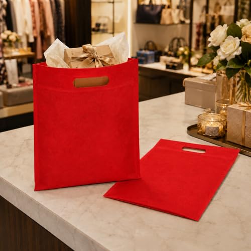 Image of V4L D-Cut Cloth Carry, Handle, Shopping, Daily Use, Gift (PACK OF 50) (RED, 10X14)