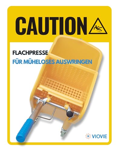 VIOVIE Premium Wischer Hospital Komplett Set 40CM und Reinigungswagen mit Auswringfunktion | Krankenhaus Mopp | 90-160 Teleskopstiel mit Kugelgriff | Magnethalter mit 1 klick System (40cm) – Bild 8