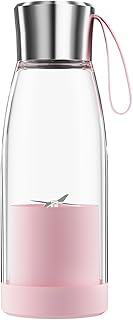 Springwillfly Máquina de jugo portátil con excepcional potencia de mezcla, exprimidor portátil, 1500 mAh recargable para el hogar, oficina, viajes y deportes (rosa)