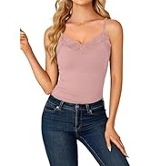 LYANER Women&rsquo;s Lace V Neck Camisole Adjustable Strap Cami Sleeveless Tank Undershirt Top