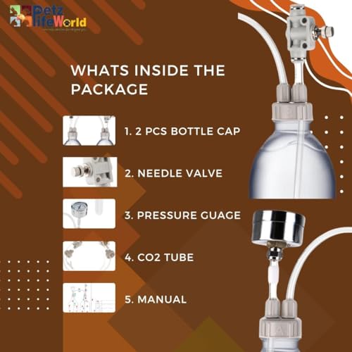 Image of VAYINATO DIY CO2 Generator System Kit, DIY CO2 Aquarium Regulators, CO2 Accessories with Tube Valve Gauge Bottle Cap Kit for Aquarium Moss Plant (Baking soda+Citric Acid - Not Included)