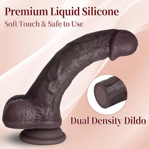 Image of Sex Toys Realistic Silicone Dildo, 8.3 inch Soft Lifelike Silicone Dildo for Anal & G-spot Stimulation with Strong Suction Cup for Hands-Free, Long Thick Dildo Adult Sex Toys for Women, Men & Couples
