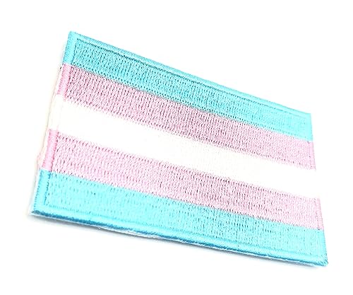 Trans Transexual Pride LGBT Aufnäher zum Aufbügeln, bestickter Stoff, zum Aufnähen auf Kleidung, 8 cm x 5 cm, rechteckig, 1 Stück
