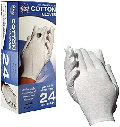 CARA Moisturizing Eczema Cotton Gloves, Large, 24 Pair