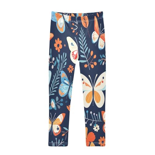 Toddler Girls Leggings Printed Yoga Pants Leggings White Blue Butterfly for Kids