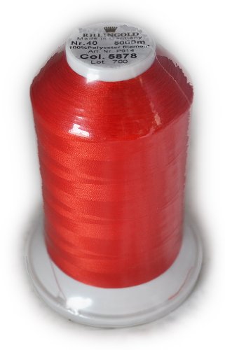 Hilo de poliéster Rheingold No. 40, color Llama Naranja, cono comercial para bordado, 5500 yardas miniatura 1