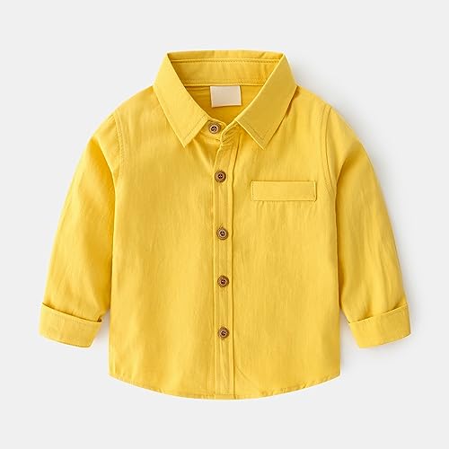 Kids Button-Down Long Sleeve Jackets Toddler Cotton Plain Collar Fall Coats Lightweight Casual Loose Coats with Pockets2