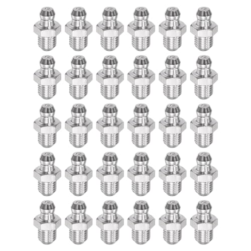 Image of uxcell 201 Stainless Steel Straight Grease Fitting M8 x 1mm Thread Hydraulic Grease Fitting Accessories, 30Pcs