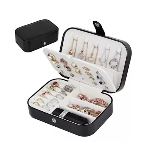 H H. N. MARKET Porta Joias Portátil Viagem Estojo Maleta Caixa Bijuteria (Preto)