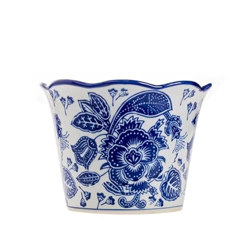 Vaso in ceramica con foro di drenaggio, per interni ed esterni, stile antico, per soggiorno e giardino