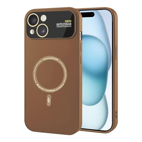 Image of Vaku Luxos Premium Silicon Polarized Back Cover for iPhone 15 Plus Texture Full Lens Protection Silicon Case Scratch Resistant Slim Thin Military-Grade Protection - Brown