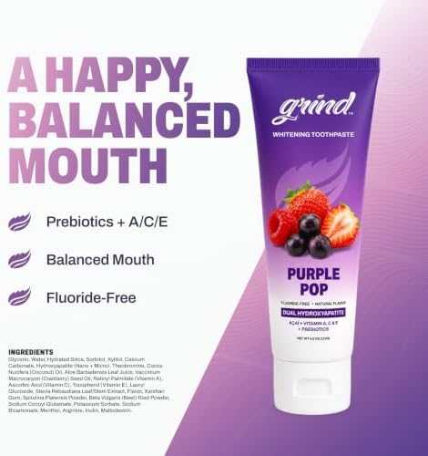 Grind Toothpaste 3-Pack, Nano-Hydroxyapatite Fluoride-Free Formula | Sensitive Teeth Safe, Adult Oral Care | Adventurer Bundle - Advance Mint, Cinnamon Kick & Purple Pop - 3