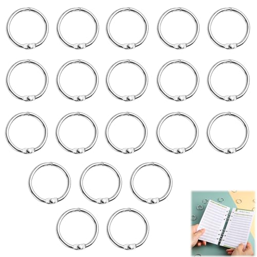 20 Stück Buchringe Binderinge Buchbinderinge Karteikarten Ringe Metall Ringe Ringbuch Ringe Metallringe Für Scrapbook Memo Ablage Schlüsselanhänger Bürobedarf (20mm)