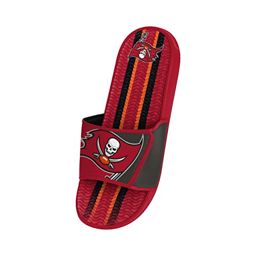 Image of FOCO mens NFL Team Stripe Logo Athletic Sport Shower Flip Flop Sandals Gel Slides