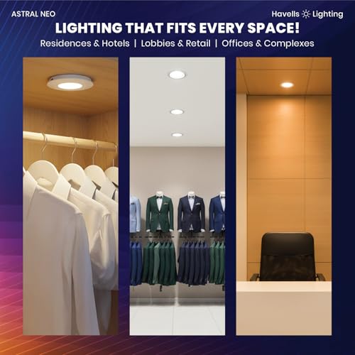 Image of Havells Astral Neo 2W LED Spotlight| Compact Round Design for Small Spaces. Provides A Focused 45 Beam Angle with 6500K Cool Light| Flush Mount Ceiling Downlight| 25,000 Hr Lifespan
