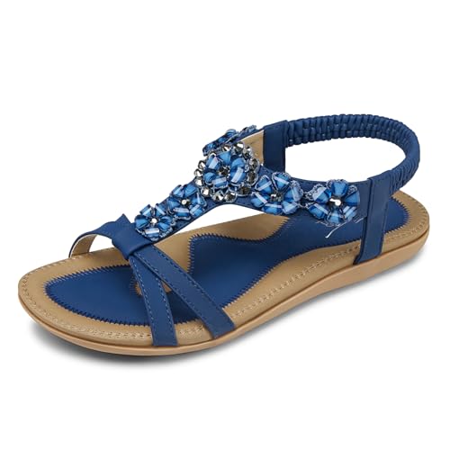 Image of SHIBEVER Dressy Flat Women Sandals: Comfortable Arch Support Womens Sandal