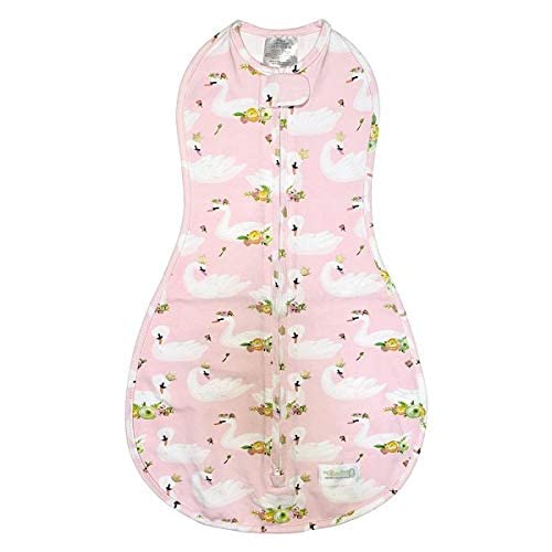Image of Woombie Original Baby Swaddling Blanket - Soothing, Cotton Baby Swaddle with Zipper - Wearable Newborn Blanket, Princess Swan, 5-13 lbs