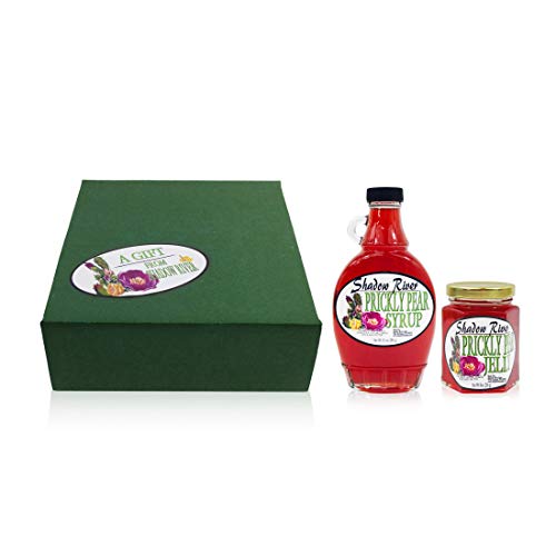 Shadow River Gourmet USA Prickly Pear Cactus Sampler Boxed Set with 10oz Syrup and 8oz Jelly - Made From Real Cactus Fruit Juice