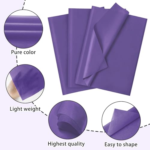 Image of 120 Sheets 20 inchX14 inch Purple Tissue Paper for Gift Bags Wrapping, Art Tissue Paper Bulk for Weddings Birthday Party Crafts Decoration