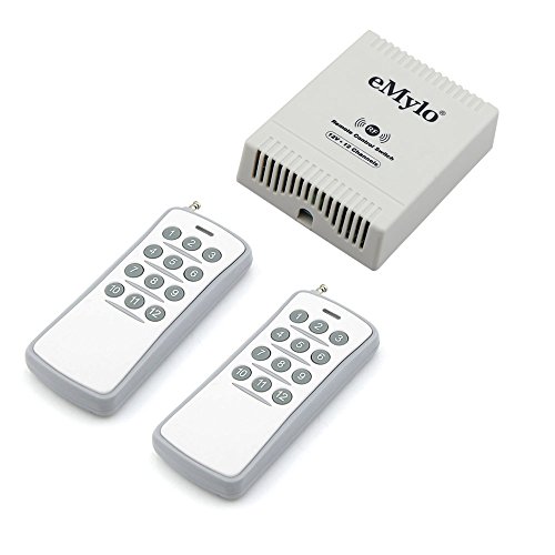 eMylo 433 MHz DC 12 V 12 canales Relés Interruptor de control remoto Gris y Blanco Transmisor Cover