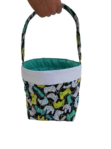 Handmade Quilted Easter Basket in a Toss Video Game Controller Print